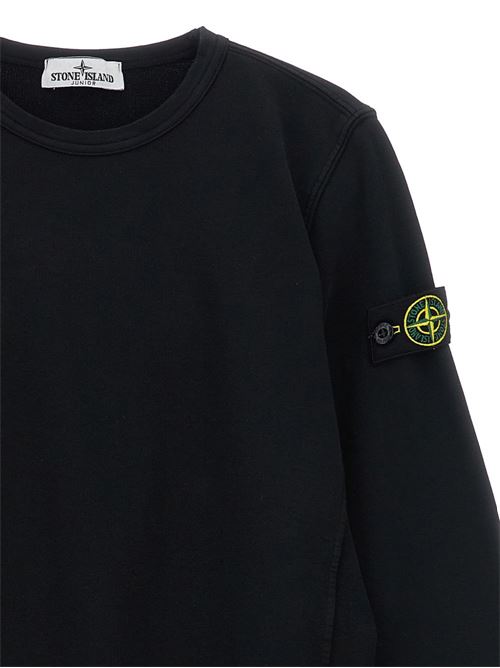 Felpa bambino Stone Island nera con logo badge STONE ISLAND KIDS | 6100005S0040V0029